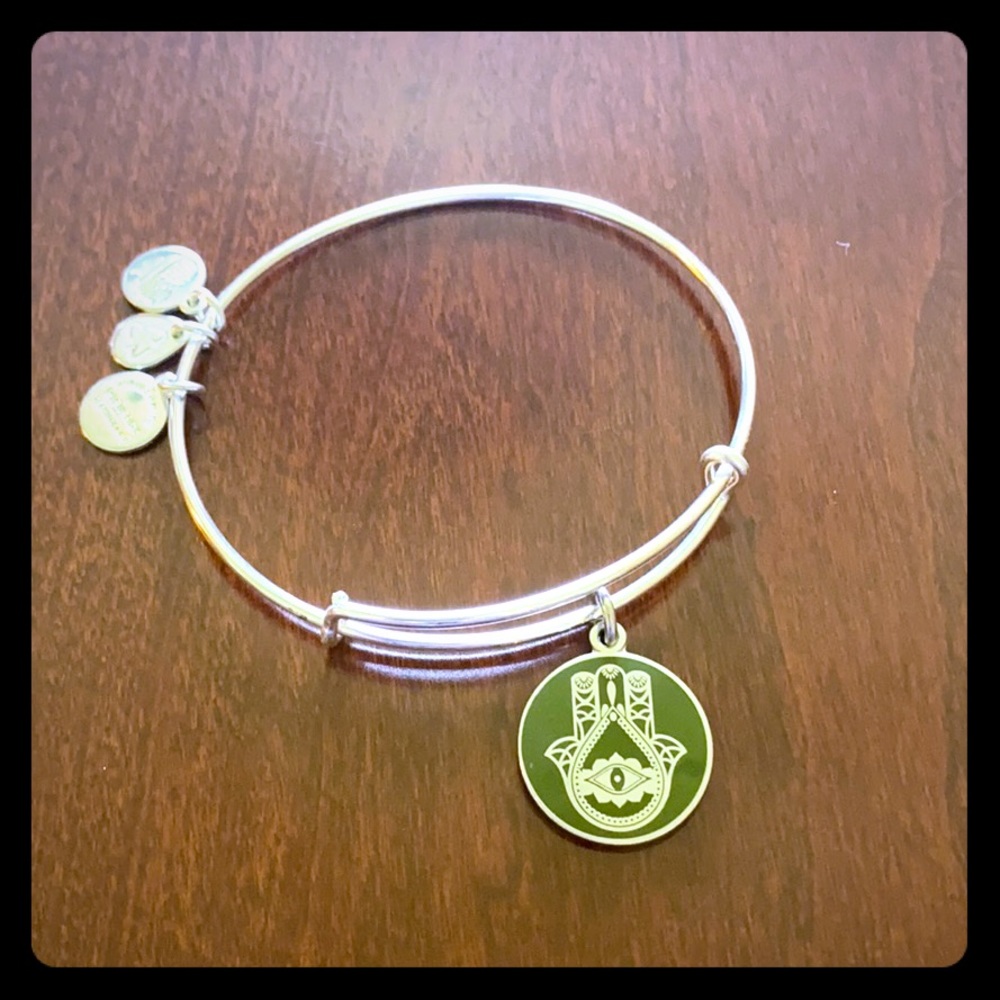 Shiny Silver Alex and Ani Hamsa bangle